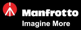 Manfrotto logo with imagine more-black background