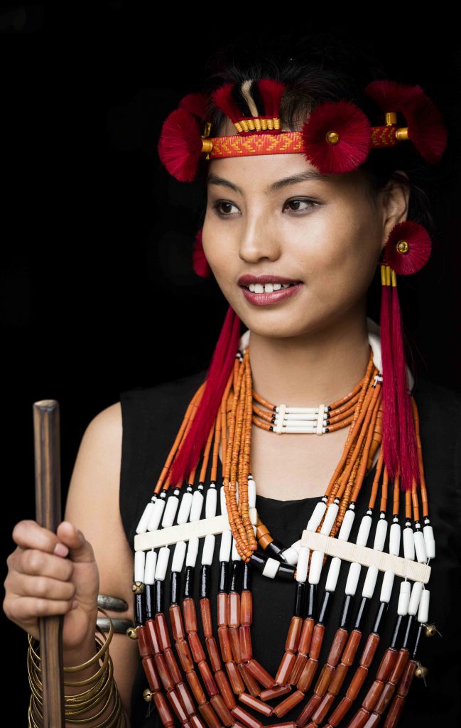 Naga girl wearing traditional jewelry 