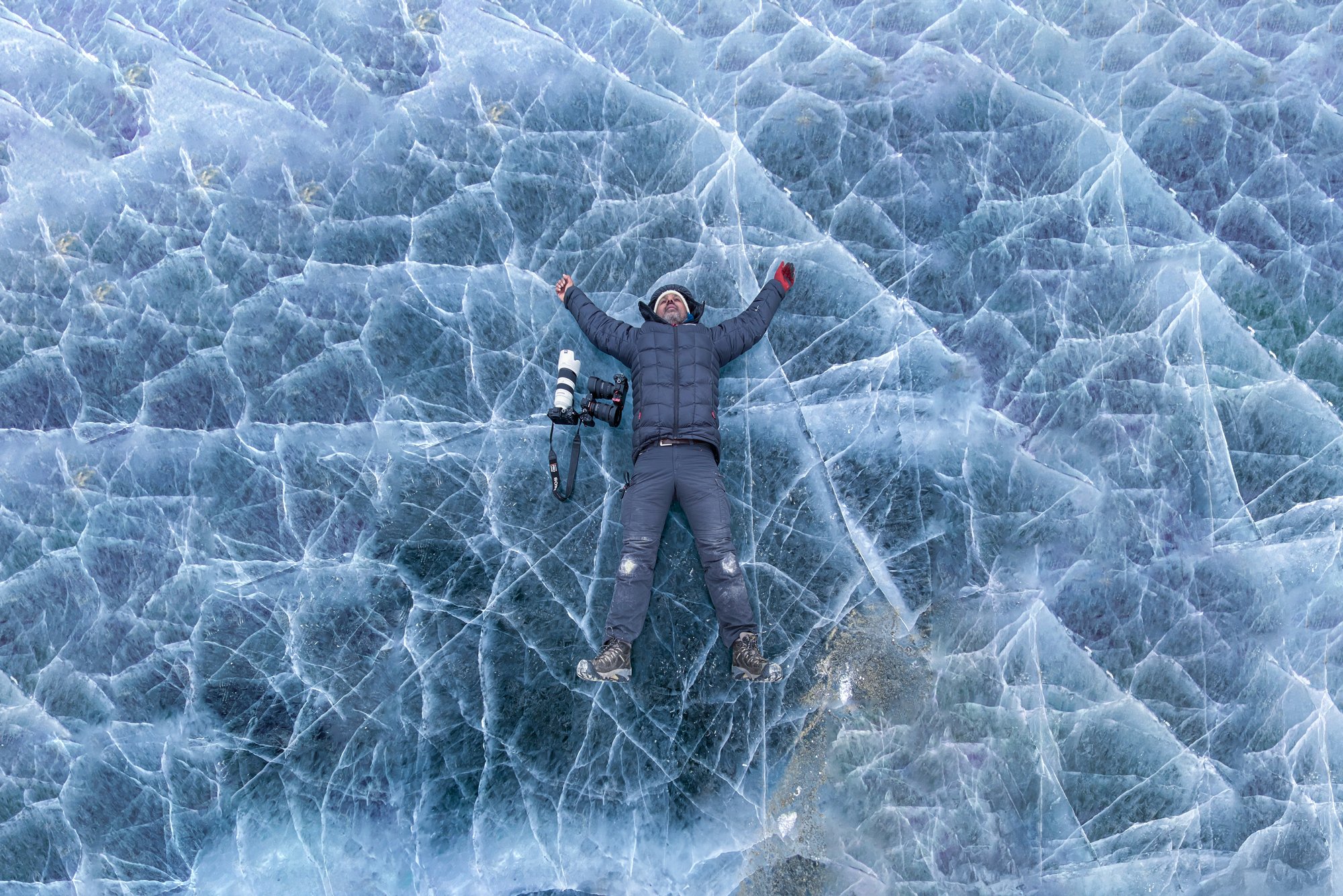 Ice Pattern on Tso Moriri winter Ladakh