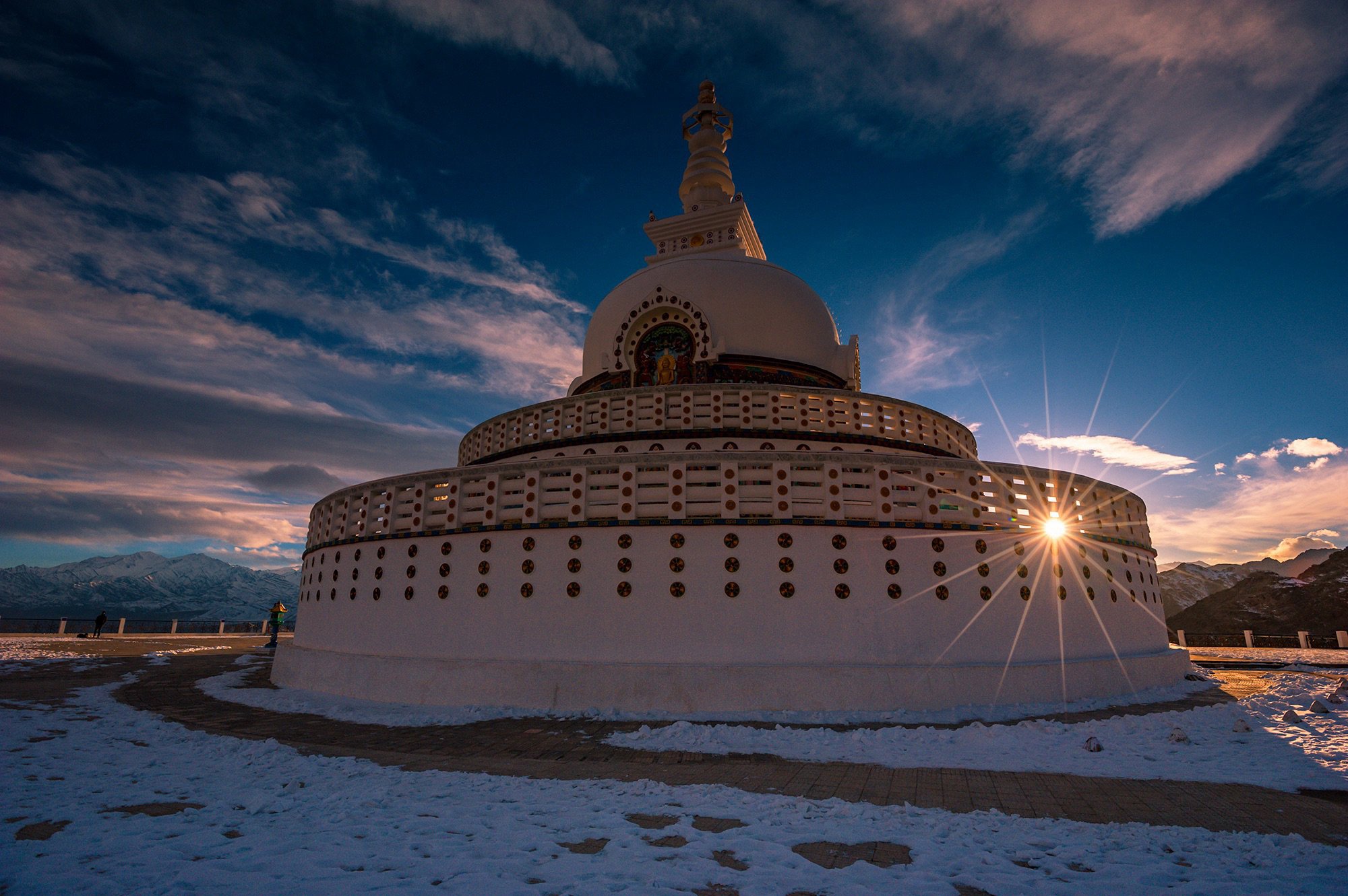 Shanti Stupa at Sunset in Winter, Ladakh